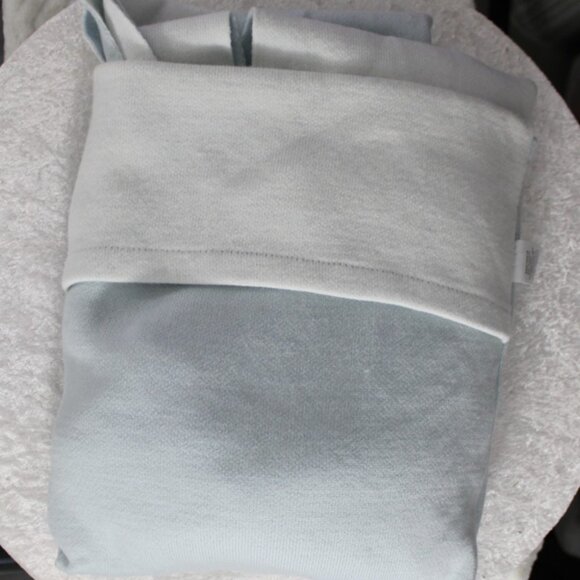 MERSEA Reversible Travel Wrap Shawl Sky Blue Cream Fringe One Size - Picture 5 of 7